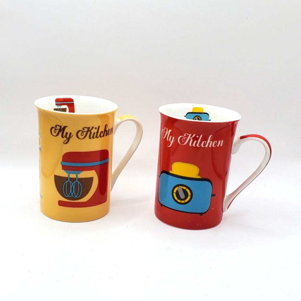 Easy Life Dora Papis Mug My Kitchen Mugs Retro Appliances Style 12oz Red Yellow
